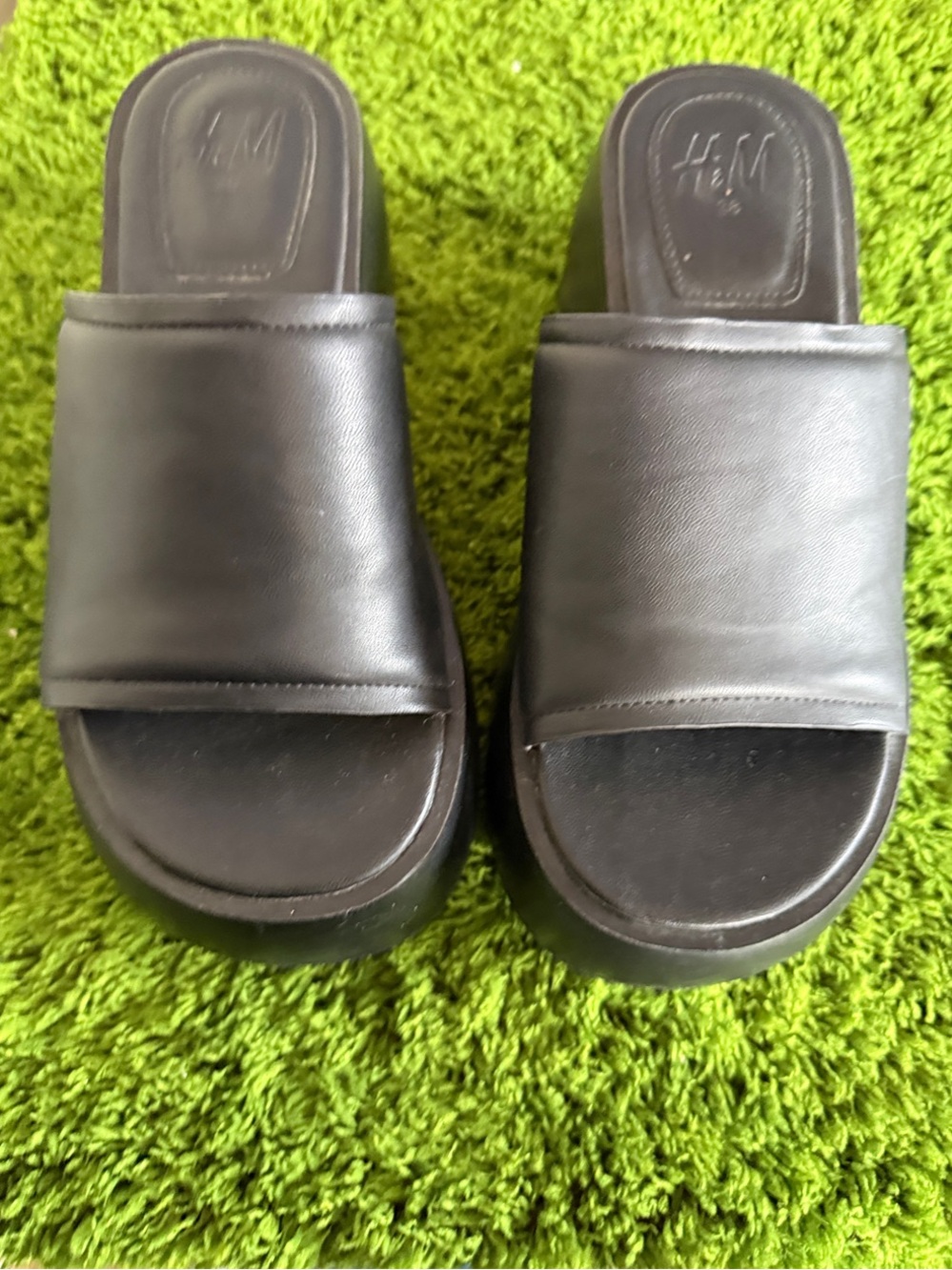H&M Black Slide Sandals with Wide Single Strap